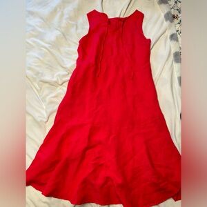 Red linen dress